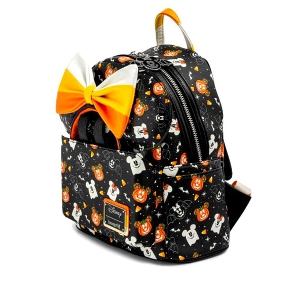 Loungefly-Disney Spooky Mickey & Minnie Mouse Candy Corn Mini Backpack W Ears - Picture 4 of 8